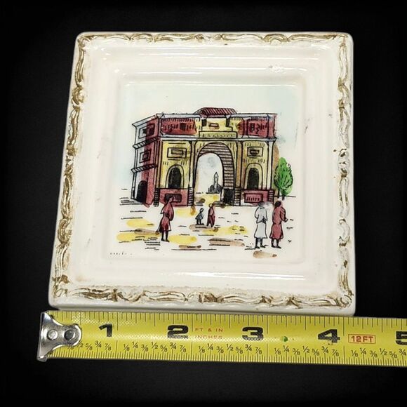 Vintage Ucagco Japan Ceramic Wall Plaques Paris France Set of 5 Hand Painted 4" - Picture 10 of 10